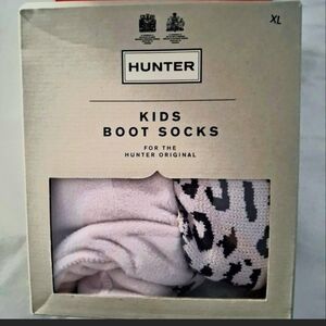 Hunter Boot Socks Thick  Pink White Black LIFS GIRLS XL Animal Cheetah Leopard